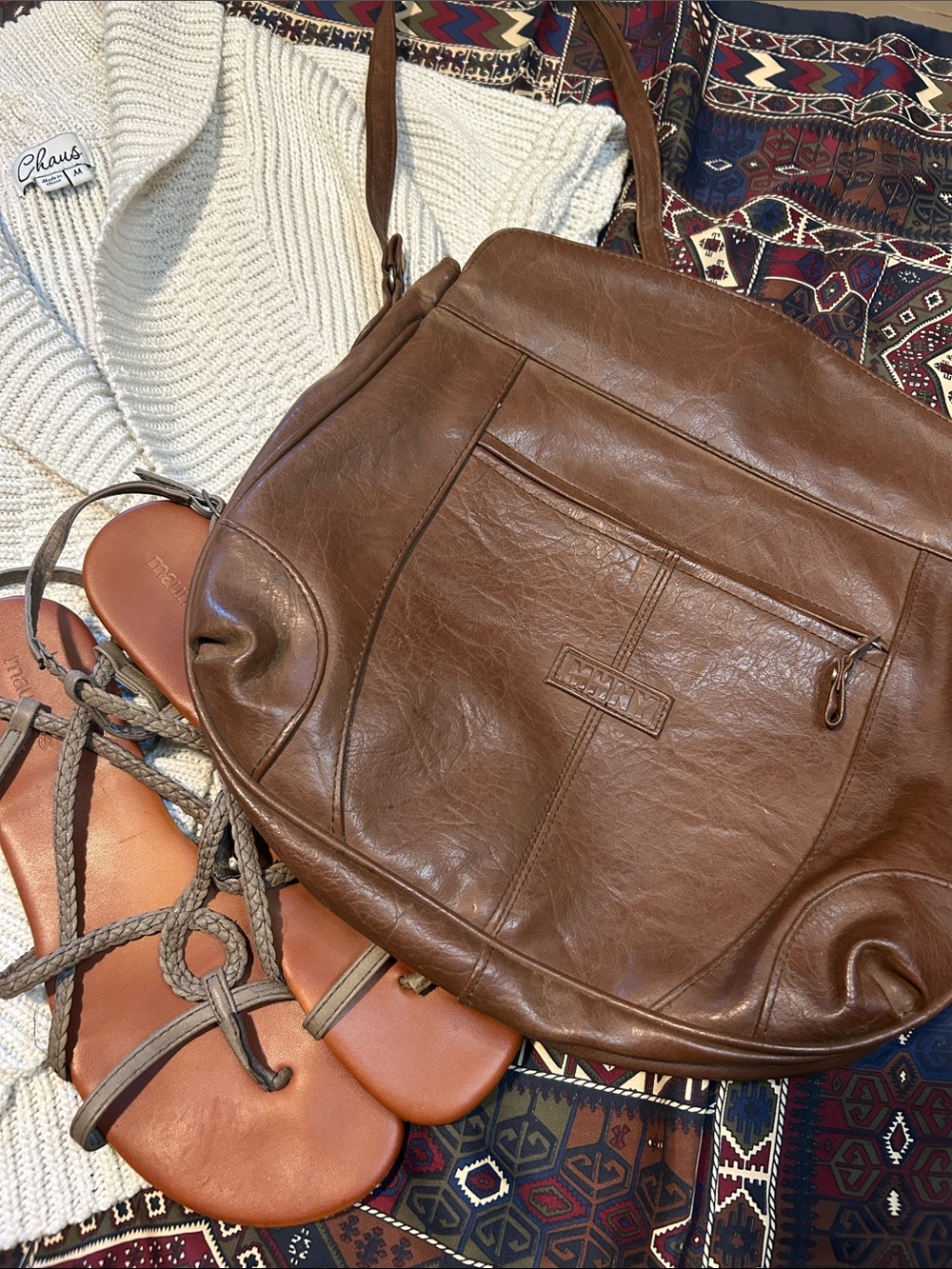 Brown Leather Crossbody Bag by Mundi